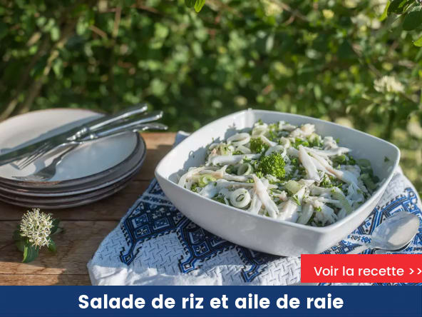 Salade de riz et aile de raie